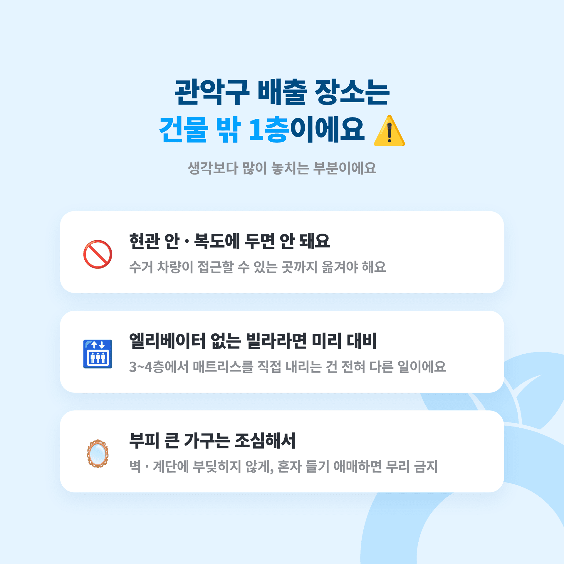 관악구 대형폐기물 배출 장소는 건물 밖 1층