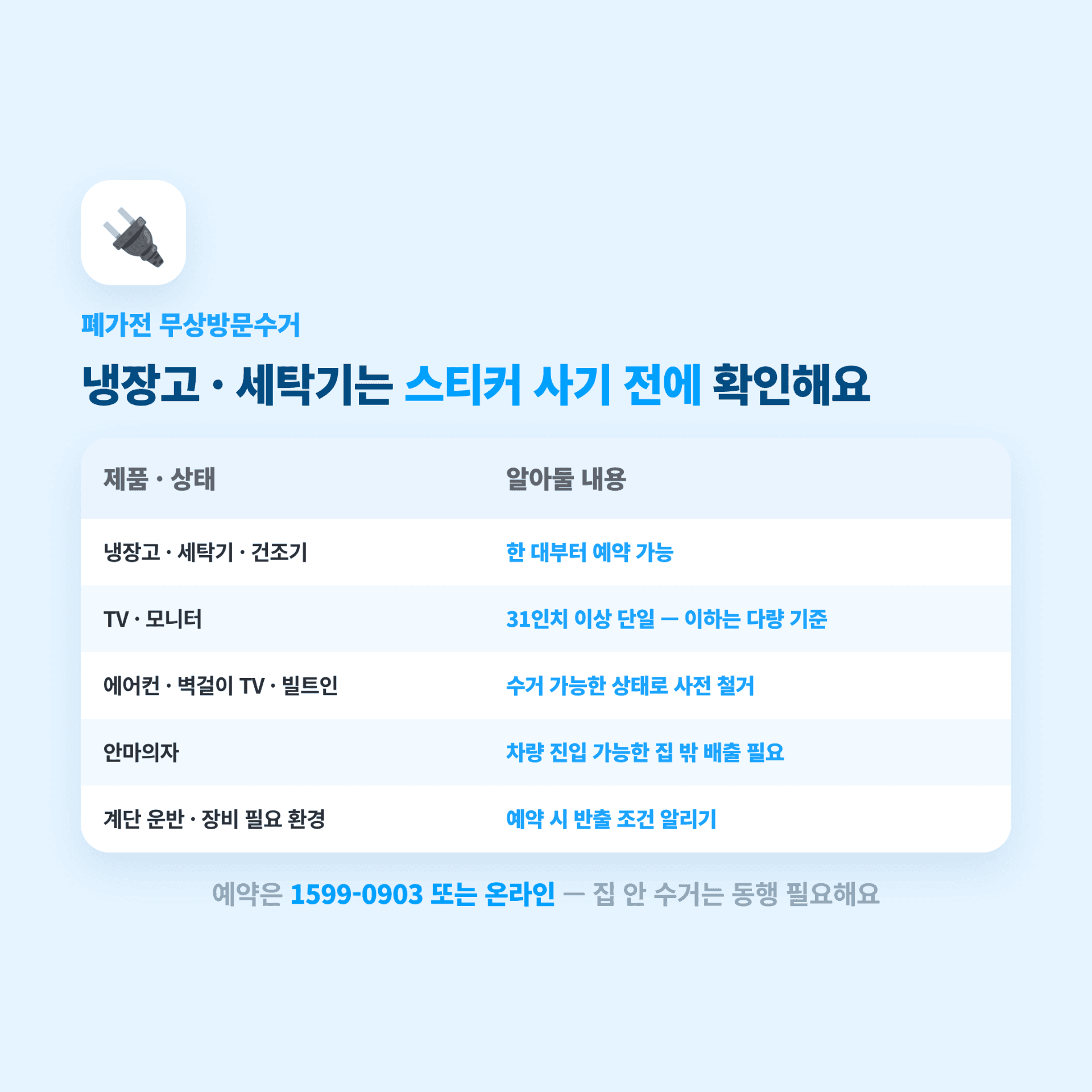 수원시 대형폐기물 폐가전 무상방문수거