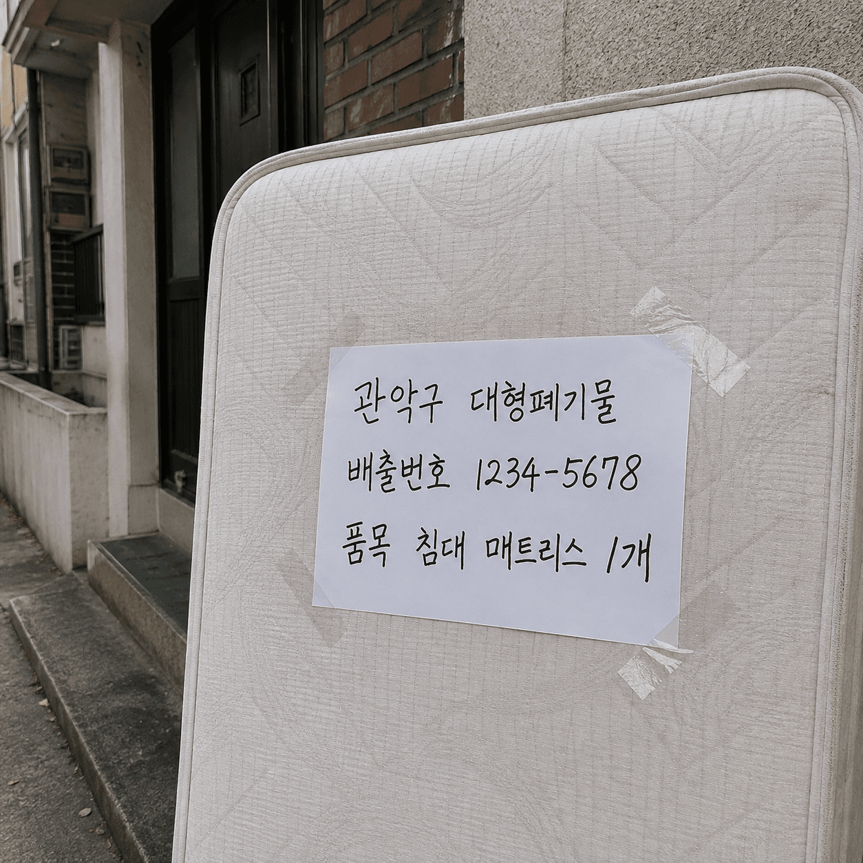 관악구 대형폐기물 배출번호 부착 예시 이미지
