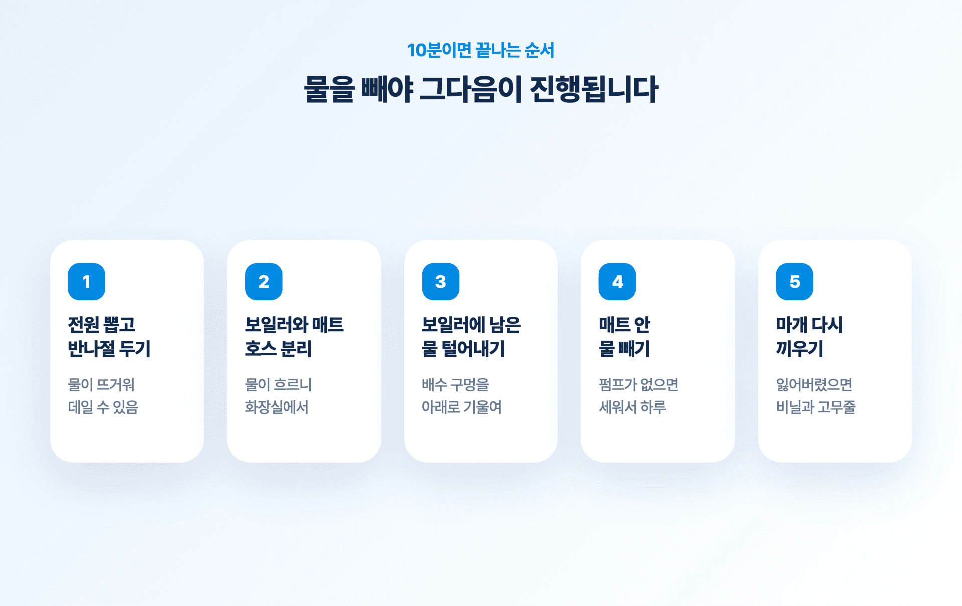 온수매트 물 빼는 5단계 순서