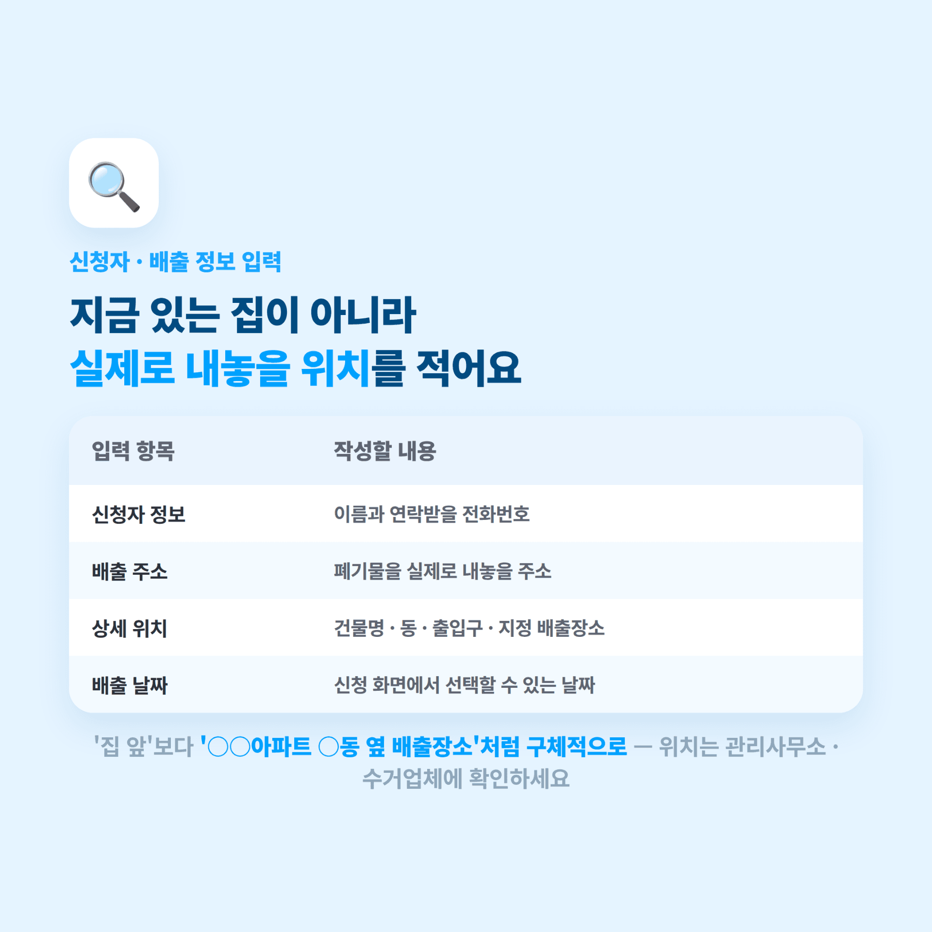 은평구 대형폐기물 배출 장소 표기 방법