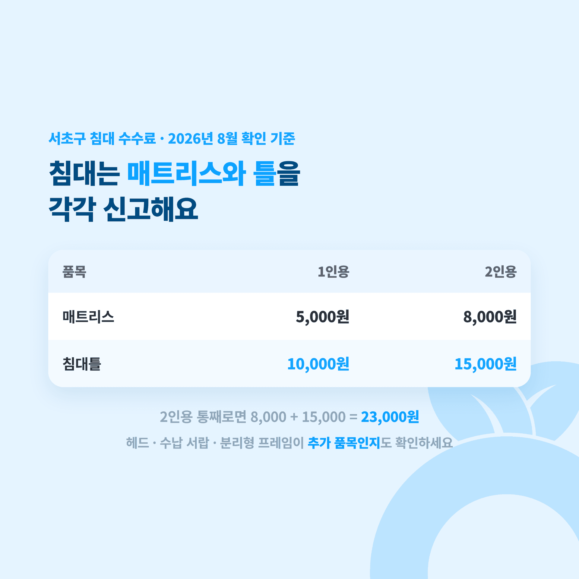 서초구 침대 수수료 이미지